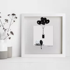 Mini collector Black Balloon, Stéphane Gautier, mixed media, 27x27cm, singular original piece