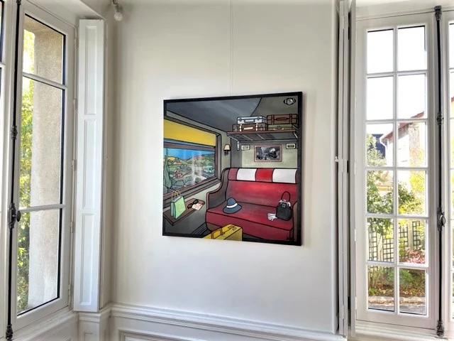 Le voyage,100x100cm, technique mixte (bome aérosol, acrylique, huile et Posca) sur toile par Fred Alione Le voyage,100x100cm, technique mixte (bome aérosol, acrylique, huile et Posca) sur toile par Fred Alione