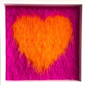 coeur pop orange fushia, 50x50cm