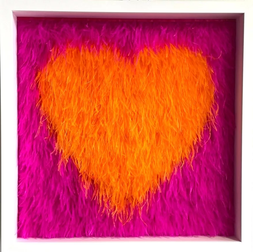 coeur pop orange fushia, 50x50cm