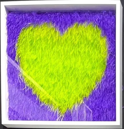 coeur vert violet, 50x50cm