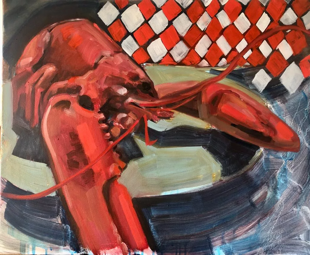 Homard, huile sur toile, 50x65cm