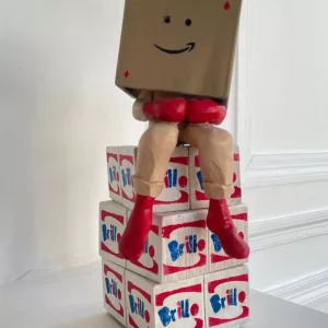 Brillo, 27x12x17cm, pièce unique, sculpture en peuplier, acrylique et béton