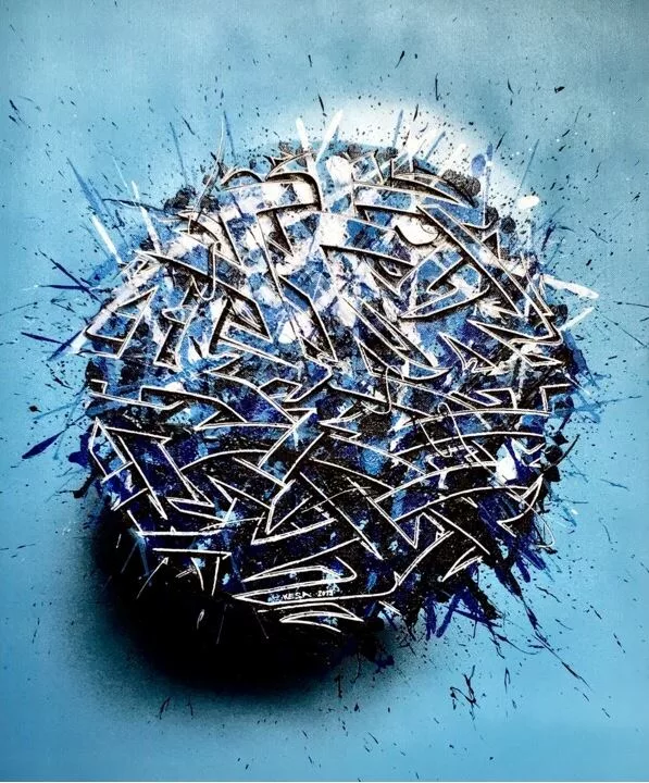 Blue Mike, Spray can on canvas, 61x50cm