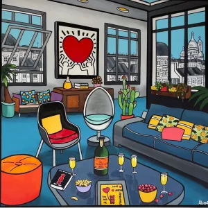 Le coeur, mixed media, posca acrylic print, 80x80cm, Fred Alione