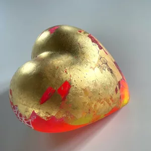 Spray your love I, Resin technique, paint and 24-carat gold leaf (4)
