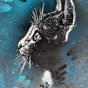 Felix bleu, C215, aerosol on drawing board, 2023, 66x50cm, one-of-a-kind (2)