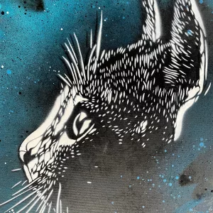 Felix bleu, C215, aerosol on drawing board, 2023, 66x50cm, one-of-a-kind (3)