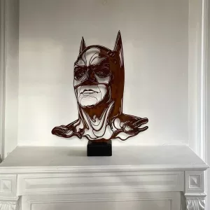 Batman sculpture, oxidized steel on base, no. 1, 64x81x13cm, C215