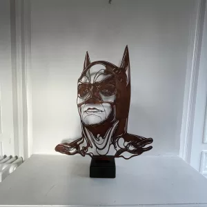 Batman sculpture, oxidized steel on base, no. 1, 64x81x13cm, C215 (1)