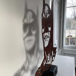 Batman sculpture, oxidized steel on base, no. 1, 64x81x13cm, C215 (2)