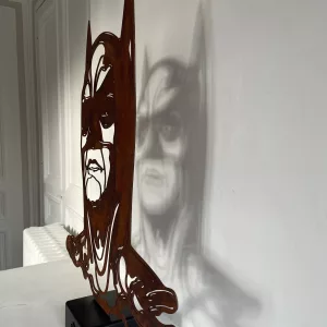 Batman sculpture, oxidized steel on base, no. 1, 64x81x13cm, C215 (3)