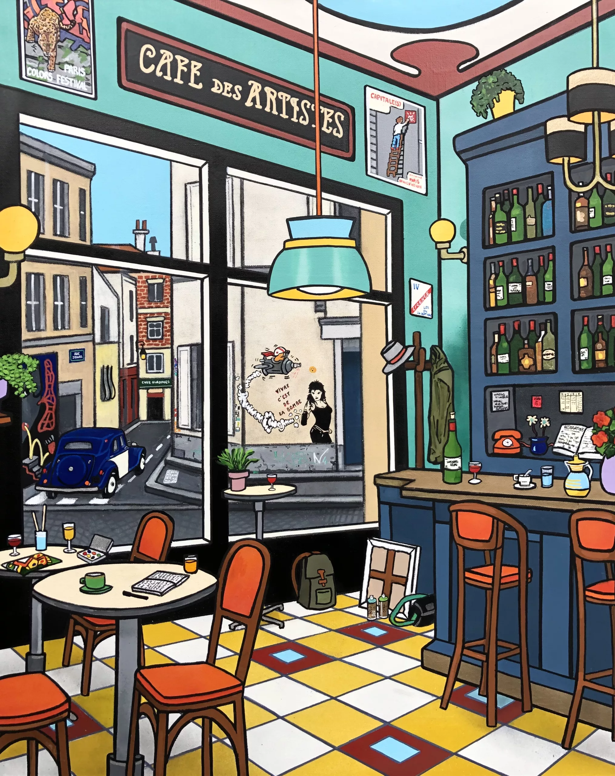 Café des artistes, 100x80cm, Fred Alione