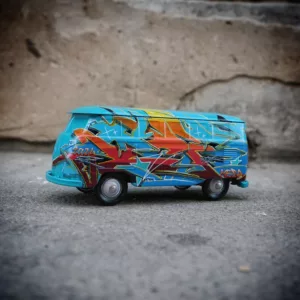 Blue and orange combi, Kesa graffiti, 22x10x9cm, tagged metal combi, unique piece (1)