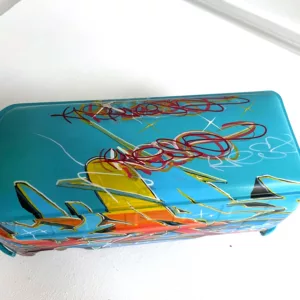 Blue and orange combi, Kesa graffiti, 22x10x9cm, tagged metal combi, unique piece (4)
