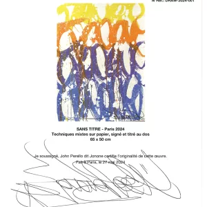 JonOne certificate of authenticity