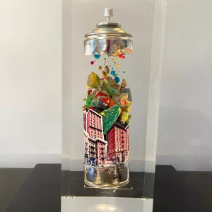 Spray Boogie Down Bronx de François Bel, verre acrylique et mixed media, 35x12x10 cm (4)