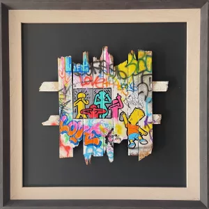 Bart Attack by Onemizer, 50x50cm, mixed technique on wood, 2024,(3)