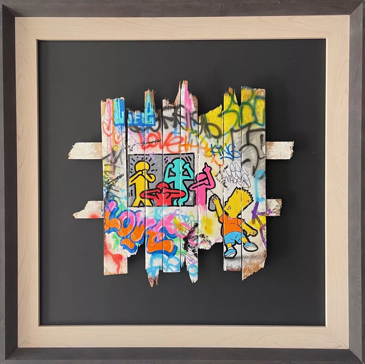 Bart Attack by Onemizer, 50x50cm, mixed technique on wood, 2024,(3)