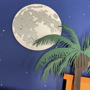Breakwater at Midnight, cut paper, unique piece, 50x100cm, Jérôme bourgeot (1)