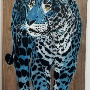 Jaguar bleu, 73x36cm, Mosko, art urbain (3)a