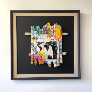 Docteur de Onemizer, technique mixte sur bois, 2024, 65x65cm (2)