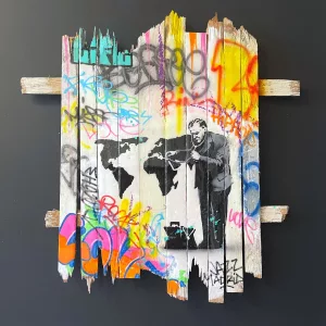 Docteur de Onemizer, technique mixte sur bois, 2024, 65x65cm (3)