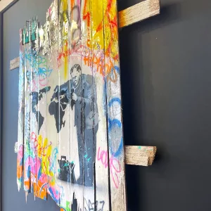 Docteur de Onemizer, technique mixte sur bois, 2024, 65x65cm (4)