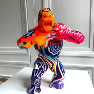 Wild Kong tagged by Richard Orlinski, spray and posca, 37x29x16cm, one-of-a-kind (1)