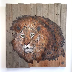 Le lion de Mosko, aerosol and acrylic on wood, 78x74cm (2)