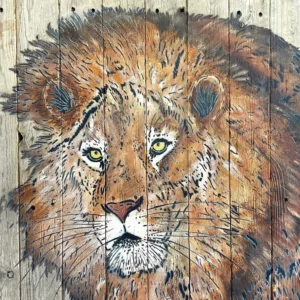 Le lion de Mosko, aerosol and acrylic on wood, 78x74cm (3)