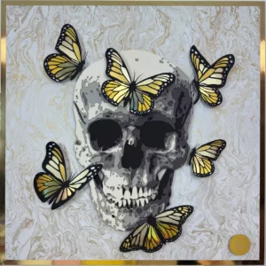 The skull and golden butterflies