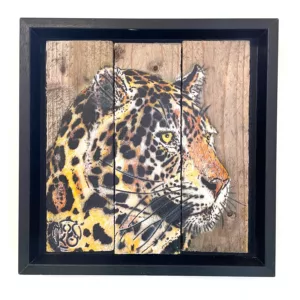 Félin léopard, 20x20cm, Mosko, technique mixte sur bois, pièce unique (4)