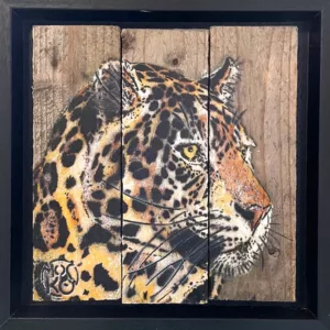 Félin léopard, 20x20cm, Mosko, technique mixte sur bois, pièce unique (5)