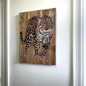 Jaguar debout, Mosko, bombe aérosol, pochoir et acrylique, piece unique, 72x54cm (1)