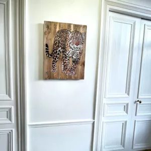 Jaguar debout, Mosko, bombe aérosol, pochoir et acrylique, piece unique, 72x54cm (2)