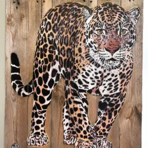Jaguar debout, Mosko, bombe aérosol, pochoir et acrylique, piece unique, 72x54cm (3)