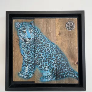 Le Félin bleu II, 20x20cm, mixed technique on wood (2)