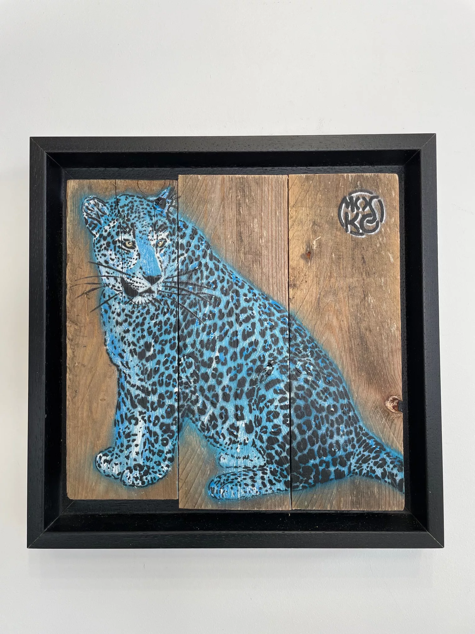 Le Félin bleu II, 20x20cm, technique mixte sur bois (2) Le Félin bleu II, 20x20cm, technique mixte sur bois (2)