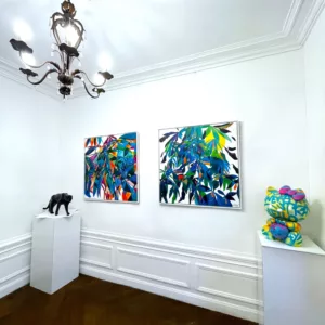 Sans titre, 100x100cm, Leo Galamez, acrylique sur toile avec caisse américaine bois peint blanc (7)
