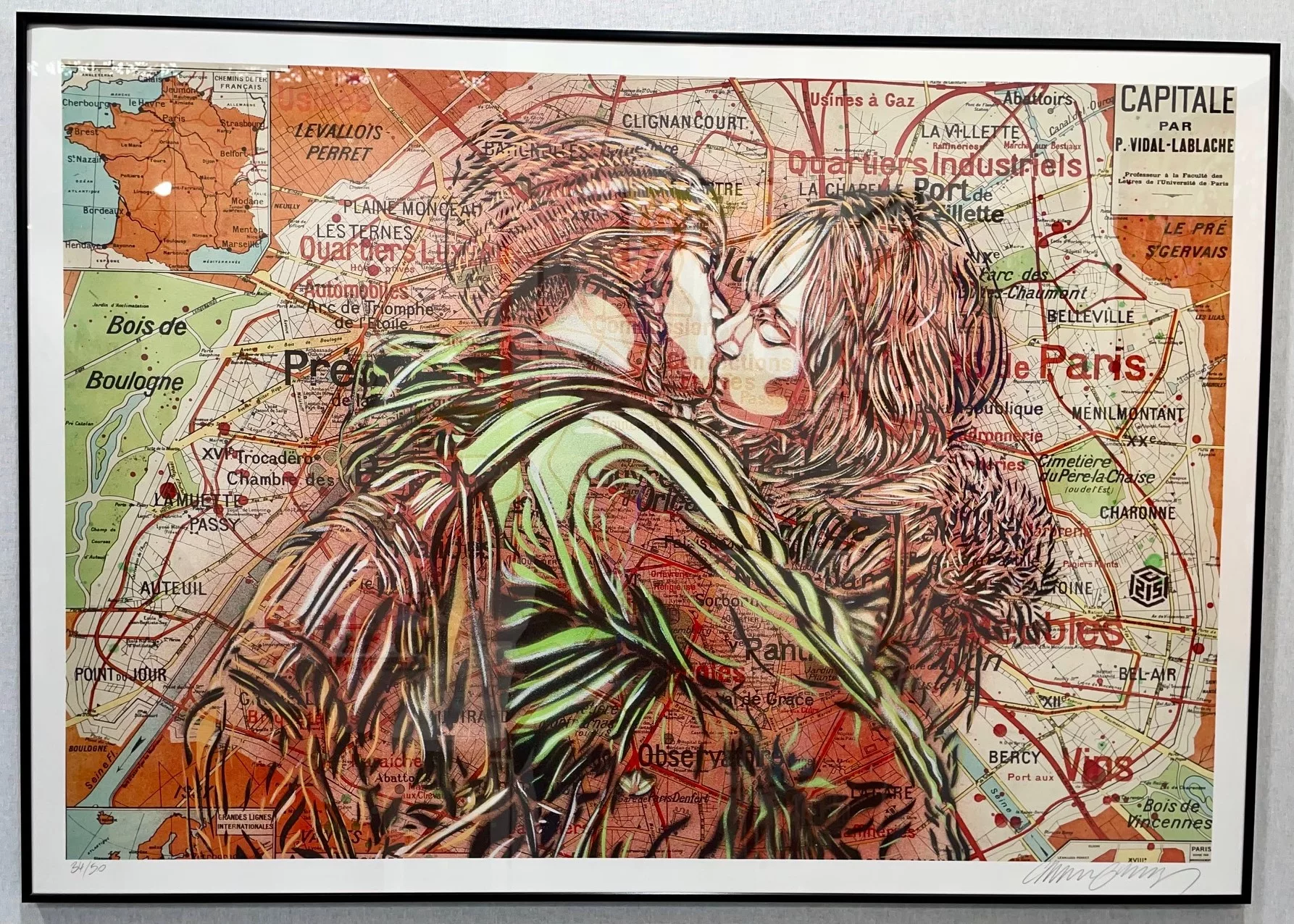 Le baiser, C215, sérigraphie sur papier, 70x100cm