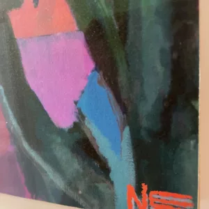 Mujer entre flores, acrylique sur tirage jet d'encre pigmentaire sur papier fine art marouflé et sous cadre chêne, 63x53x4cm (4)