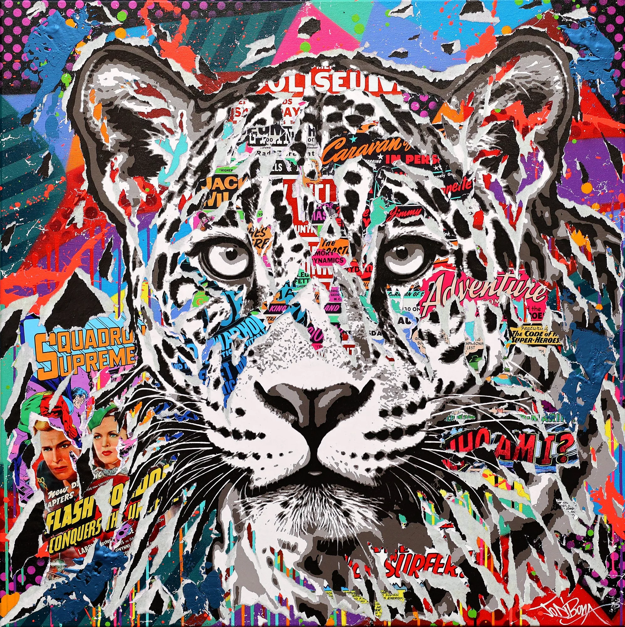 EYE OF THE LEOPARD by Jo Di Bona 2025 mixed technique on canvas 100x100