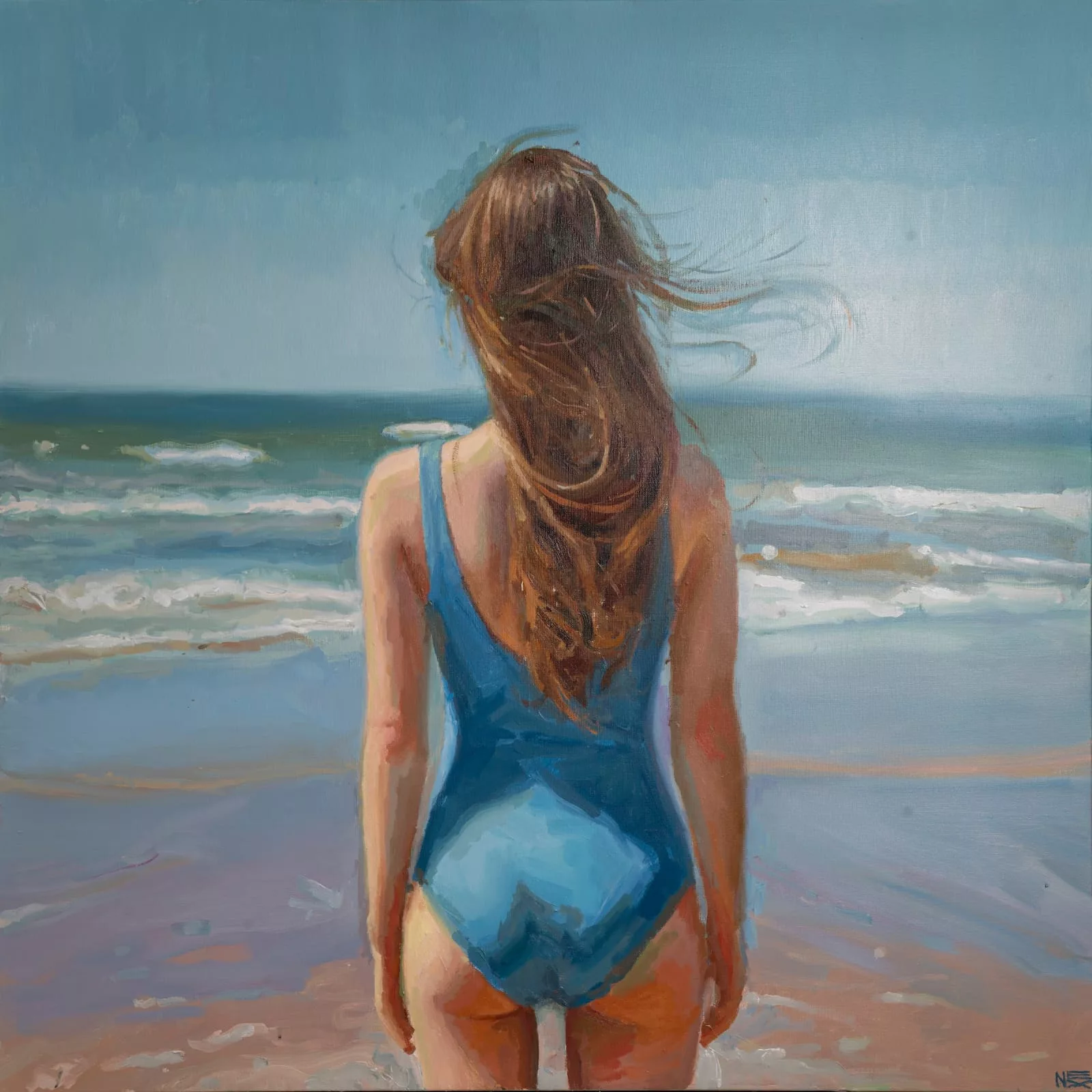 Le maillot bleue, 100x100cm, Nexgraff