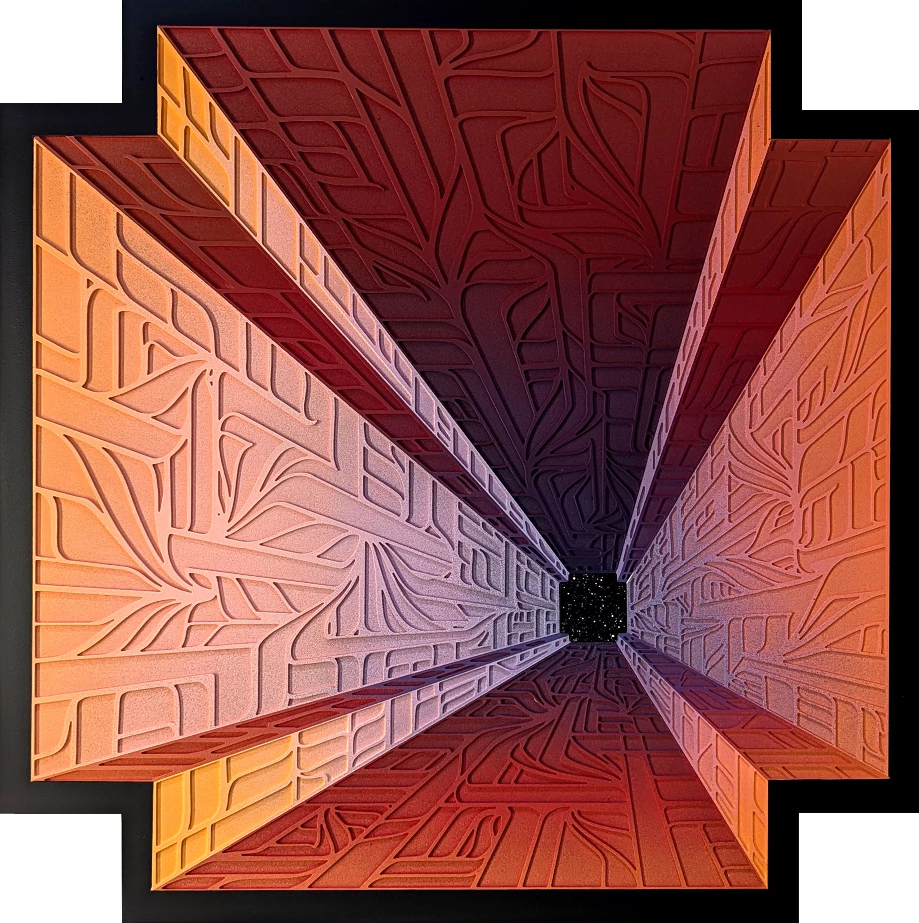 Perpective orange 50x50x2cm, polyvinyl chloride, spray paint, Astro