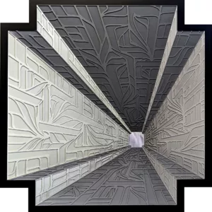 Perpectiveblack and white 50x50x2cm, polyvinyl chloride, spray paint, Astro