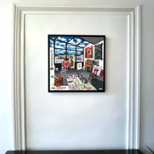 Basquiat, tirage jet d'encre pigmentaire rehausse à l'acrylique par Fred Alione, caisse américaine bois noir, 60x60cm (2)