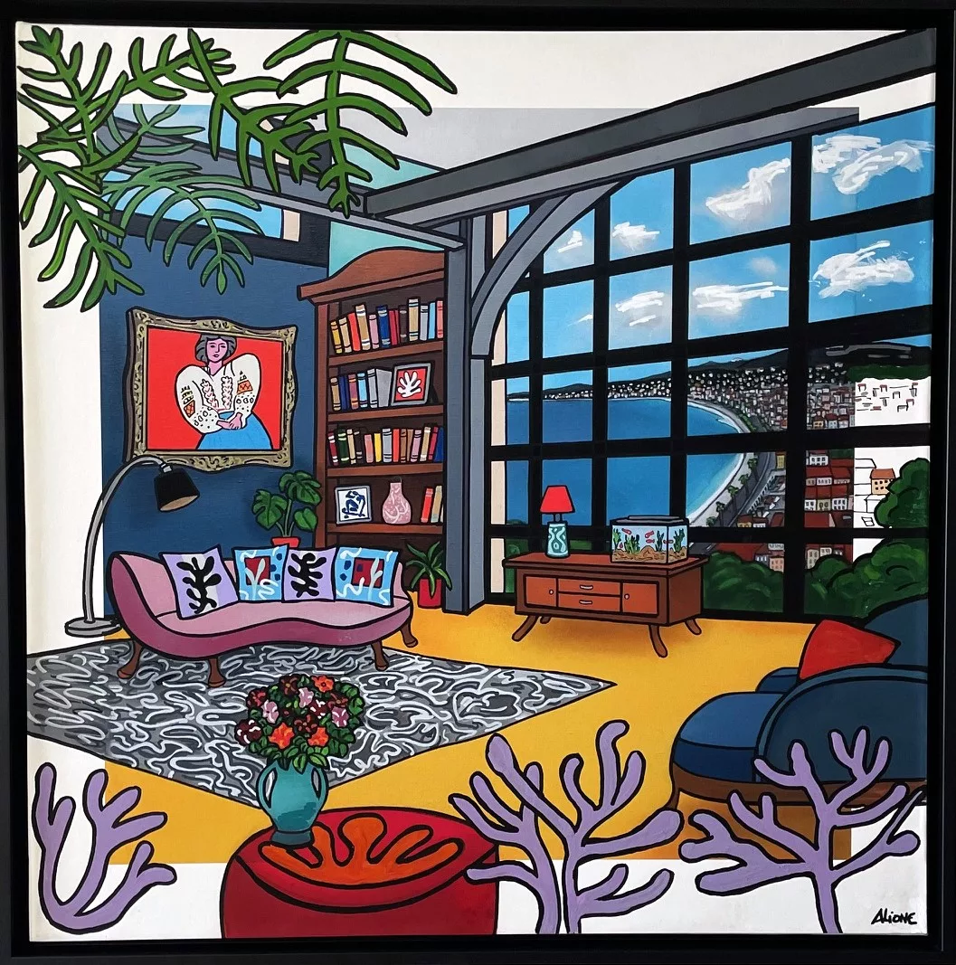 Matisse, tirage jet d'encre pigmentaire rehausse à l'acrylique par Fred Alione, caisse américaine bois noir, 60x60cm (2)