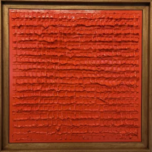 Bas relief abstrait Pulp, Alexandre Geoffroy, 50x50cm, platre, bombe aerosol, vernis, caisse americaine bois naturel (1)