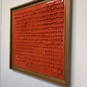 Bas relief abstrait Pulp, Alexandre Geoffroy, 50x50cm, platre, bombe aerosol, vernis, caisse americaine bois naturel (2)